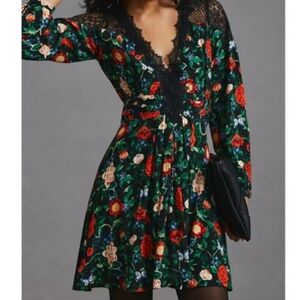 Anthropologie Lacy V-Neck Mini Dress Size 12